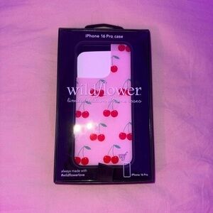 iPhone 16 Pro Pink Cherries Wildflower Case